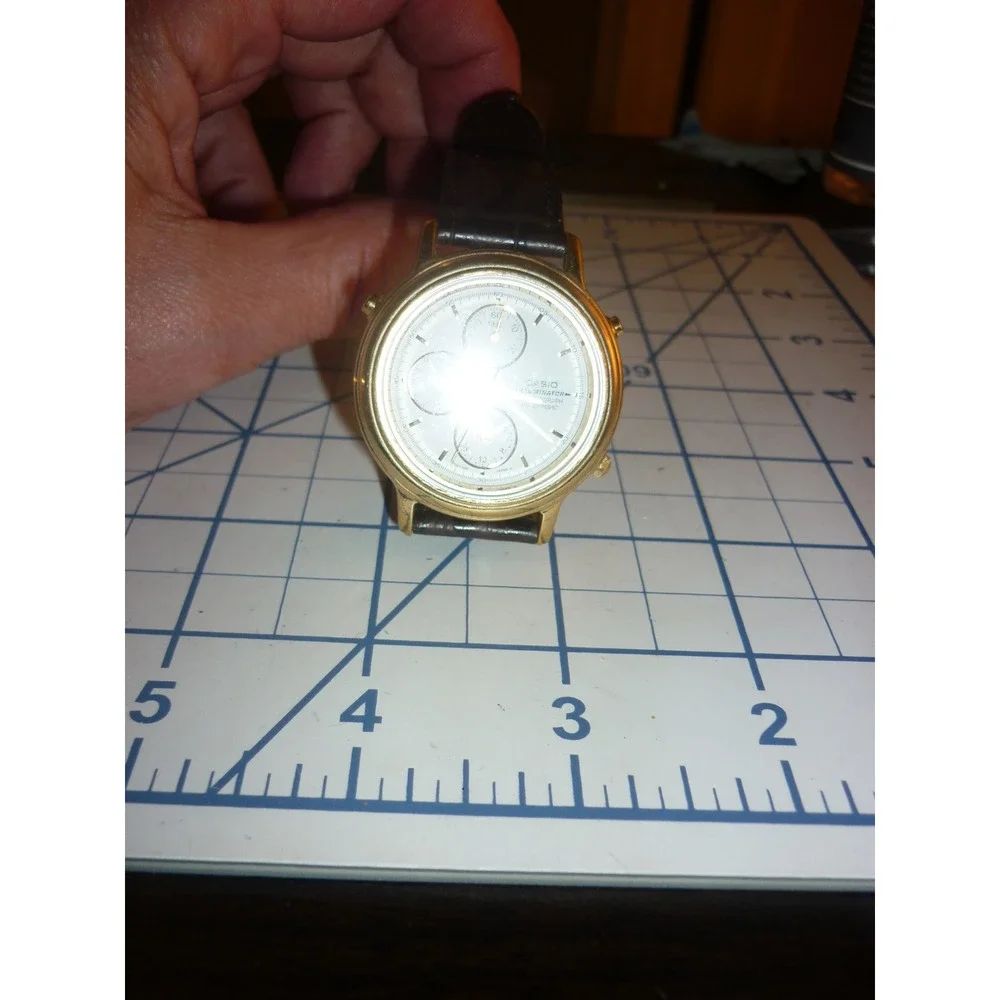 RARE Vintage Casio MQB-100 Chronograph Watch 1323 Japan Gold Tone Clean - FS